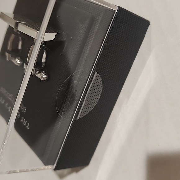 BLOOMINGDALES laser tile rectangular cufflinks mens store cuff links in gift box - Picture 3 of 4
